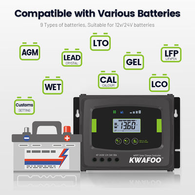 Régulateur de charge solaire à 6 étapes mppt 30a