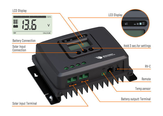 Batterie LFP hors réseau Affichage numérique 12V/24V MPPT RV Contrôleur de charge solaire
